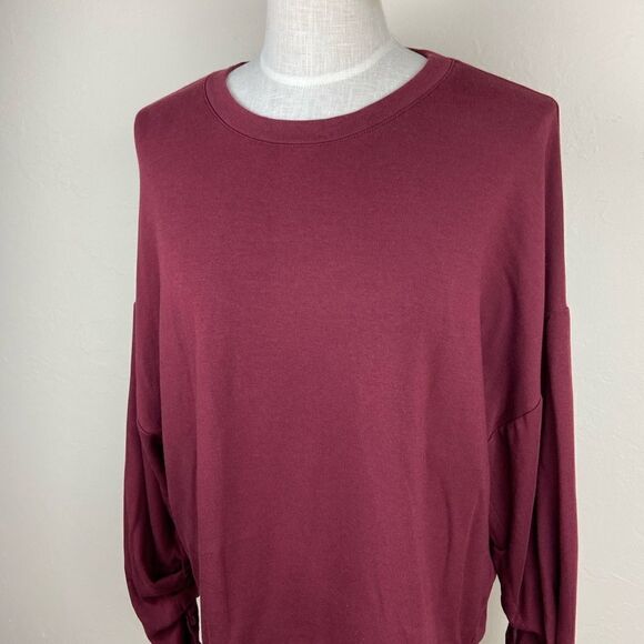 Fabletics Scrunched Sleeve Pullover Sweater - Maroon - Picture 3 of 7